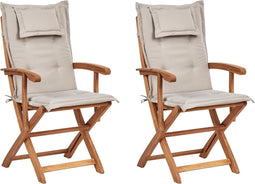 MAUI II - Tuinstoel set van 2 - Lichthout/Taupe - Acaciahout