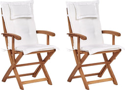 MAUI II - Tuinstoel set van 2 - Lichthout/Wit - Acaciahout