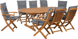 MAUI - Tuinset voor 8 - Grafietgrijs - Acaciahout