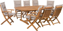 MAUI - Tuinset voor 8 - Grijs/Beige - Acaciahout