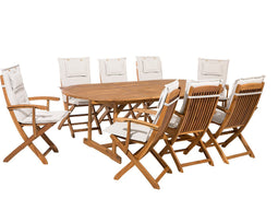 MAUI - Tuinset voor 8 - Lichte houtkleur/Cremewit - Acaciahout