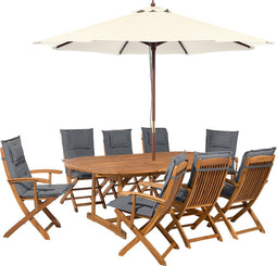 MAUI - Tuinset voor 8 - Multicolor/Grijs - Acaciahout