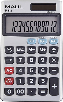 Maul M 12 Zakrekenmachine werkt op batterijen, werkt op zonne-energie Grijs Aantal displayposities: 12