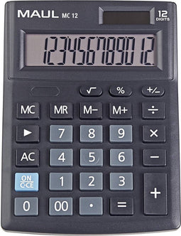Maul MC 12 Bureaurekenmachine werkt op batterijen, werkt op zonne-energie Zwart Aantal displayposities: 12