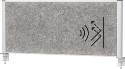 MAULconnecto Desk-scheidingswand 120 x 50 cm - akoestisch - tafelklem - zilver - 1 stuk - MAUL