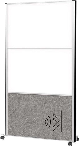 MAULconnecto scheidingswand 100 x 182 cm - akoestisch - met wielen - zilver - 1 stuk - MAUL