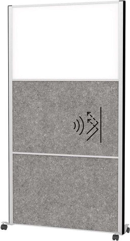 MAULconnecto scheidingswand 100 x 182 cm - akoestisch - met wielen - zilver - 1 stuk - MAUL