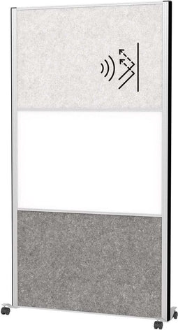 MAULconnecto scheidingswand 100 x 182 cm - akoestisch - met wielen - zilver - 1 stuk - MAUL