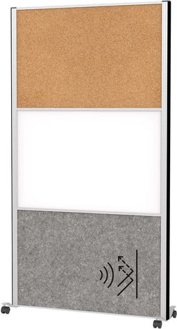 MAULconnecto scheidingswand 100 x 182 cm - akoestisch - met wielen - zilver - 1 stuk - MAUL