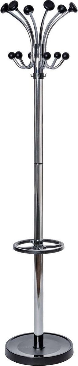 MAULnubis Kapstok chrome - 20 haak - standvoet - zilver - 1 stuk - Ø 40 x 177.5 cm - MAUL