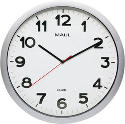 MAULstep wandklok | quartz | diameter 40 x 5 cm | kunststof kader | zilver
