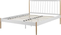 MAURS - Tweepersoonsbed - Wit/Bruin - 140 x 200 cm - Metaal