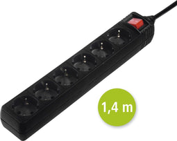 Hama Stekkerdoos 6-voudig - Schakelaar - 1.4m - Zwart