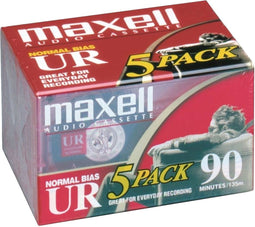 Maxell Normal Bias UR Cassettebandje 90 min. Set van 5 stuks