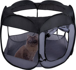 maxxpro Opvouwbare Bench - Reisbench - 100 x 75 CM - Grote Huisdieren - Hondenmand - Kattenmand - Mesh Panelen - Zwart - Nylon