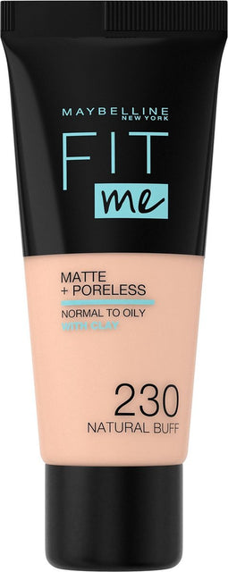 Maybelline New York - Fit Me Matte + Poreless Foundation - 230 Natural Buff - Medium Dekkende Foundation met Matte Finish voor de Normale tot Vette Huid - 30 ml