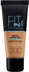 Maybelline New York - Fit Me Matte + Poreless Foundation - 330 Toffee - Medium Dekkende Foundation met Matte Finish voor de Normale tot Vette Huid - 30 ml