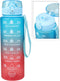 Mayim Motivatie Waterfles - Rood en Blauw - 1 Liter - Drinkfles met tijdsmarkering