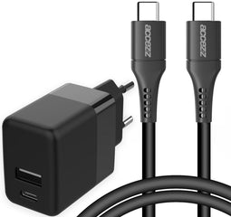 Accezz Wall Charger - USB-C en USB-A - Power Delivery 20W - Zwart