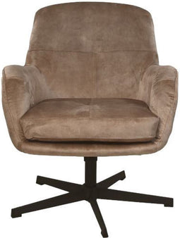 HSM Collection-Draaifauteuil Cleveland-75x73x88-Lever/Zwart-Stof/Metaal