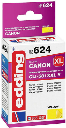 Edding EDD-624 - Inktcartridge - Vervangt Canon CLI-581Y XXL - Geel