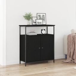 vidaXL - Dressoir - Zwart - Eiken - 70x30x80 - cm - Geengineerd - Hout
