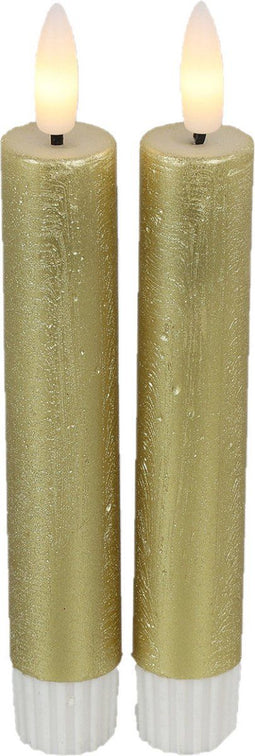 Countryfield Led dinerkaarsen - 2x st- goud -H15cm - afstandsbediening