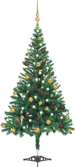 vidaXL - Kunstkerstboom - met - verlichting - en - kerstballen - 910 - takken - 210 - cm