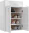 vidaXL - Schoenenkast - 60x35x84 - cm - bewerkt - hout - hoogglans - wit