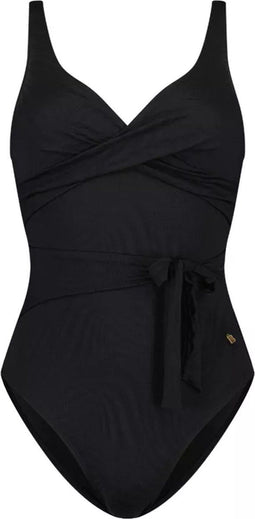 Beachlife Black Swirl - Dames Badpak - Ingebouwde mesh top - Maat 44 (Cupmaat B) - Zwart
