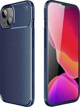 iMoshion Hoesje Geschikt voor iPhone 13 Hoesje Siliconen - iMoshion Carbon Softcase Backcover - Blauw