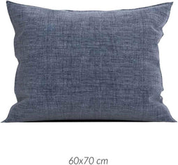 Zohome Kussensloop Lino - Kussenhoes van 60x70 cm - 1 stuk - 100% Katoen - Blauw