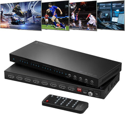 4x4 HDMI Matrix 4K 60Hz met ARC, Audio Extractor en Afstandsbediening