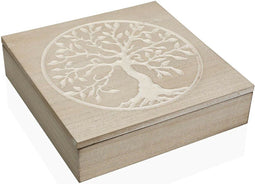 Decoratieve Doos Versa Boomstructuur Hout (24 x 6 x 24 cm)