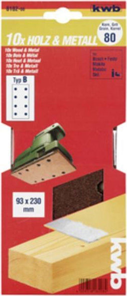 KWB 818212 - Schuurstrook 93 x 230 mm - Korrel 120 voor hout en metaal (10 stuks)