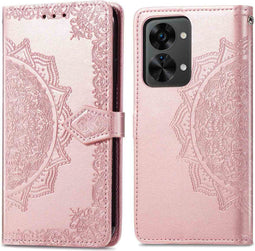 iMoshion Hoesje Geschikt voor OnePlus Nord 2T Hoesje Met Pasjeshouder - iMoshion Mandala Bookcase - Rosé Goud