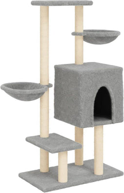 vidaXL - Kattenmeubel - met - sisal - krabpalen - 117 - cm - lichtgrijs