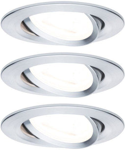 Paulmann Nova - LED-inbouwlamp 3-Step-Dim - 3x6,5W 460lm GU10 2700K zwenkbaar rond 84 mm Alu gedraaid