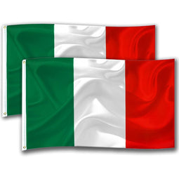 Italiaanse Vlag - 90 x 150 cm - Groen, Wit en Rood - Set van 2