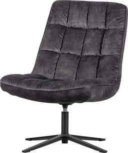 WOOOD Job Draaifauteuil - Velvet - Antraciet - 101x70x85