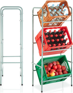 tectake® Rek voor 3 drankkratten - Krattenrek - Ruimtebesparende opslag - Muurbevestiging