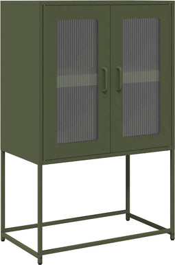 vidaXL - Hoge - kast - 68x39x107 - cm - staal - olijfgroen