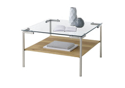 MCA Furniture Salontafel met Glazen plaat - Max. 20 kg - 65 x 65 x 46 cm