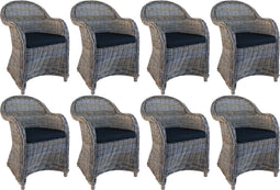 Decomeubel Rotan Stoel Kubu Grey met zwart Kussen - set van 8 stoelen