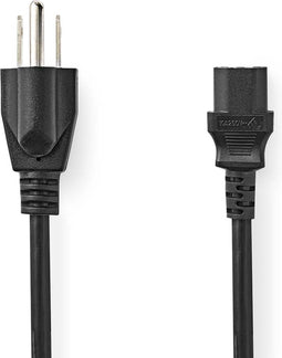 Nedis Stroomkabel - USA Male - IEC-320-C13 - Recht - Recht - Vernikkeld - 2.00 m - Rond - PVC - Zwart - Envelop