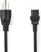 Nedis Stroomkabel - USA Male - IEC-320-C13 - Recht - Recht - Vernikkeld - 2.00 m - Rond - PVC - Zwart - Envelop