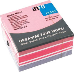 Info sticky notes - 400 vel - 75x75mm - wit, roze, paars - IN-5654-69
