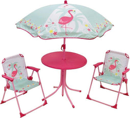 Jemini Tuinset Met Parasol Flamingo Roze/mintgroen 4-delig