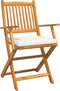 vidaXL - Vouwbare - Tuinstoelen - met - Witte - Kussen - 2-stuks - Massief - Acaciahout