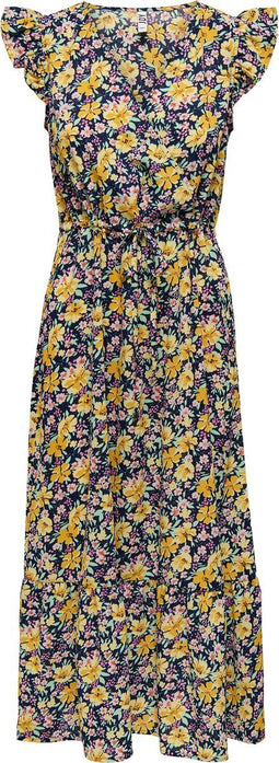 JDY JDYNOLIA - Midi Jurk - Ruffle details V-hals - M